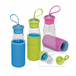 Glass Drinking Bottle with Pouch - 420ml